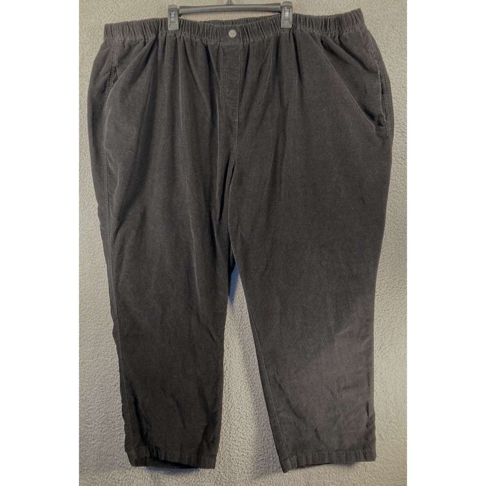 Woman Within Corduroy Pants Women 36W Black Elastic Waist Cotton Straight FLAW